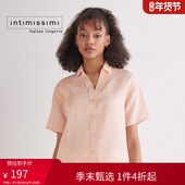 Intimissimi意舒漫女士舒适纯色休闲短袖 翻领亚麻衬衫 CM164C