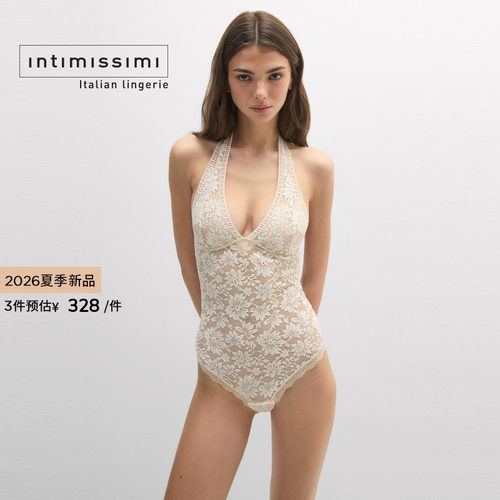 Intimissimi意舒漫26夏季新品纯欲性感花卉蕾丝挂脖连体衣BOD2603