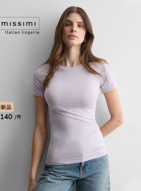 Intimissimi意舒漫26早春新简约纯色修身基础款圆领短袖T恤CMD12F