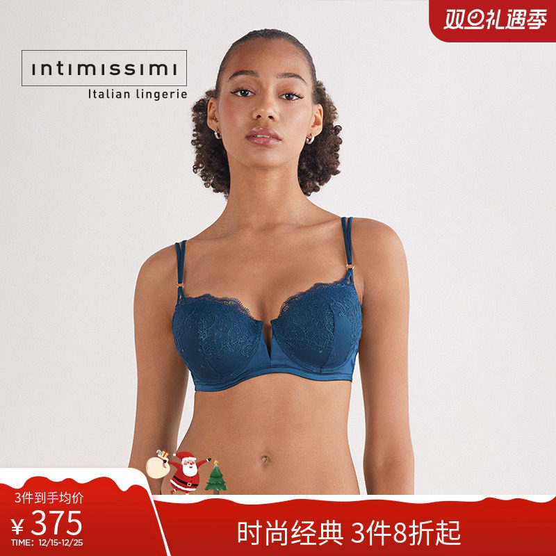 时尚V型花卉蕾丝半罩杯文胸