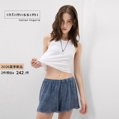 Intimissimi意舒漫26夏季新品时尚复古亚麻棉居家外穿短裤PDC2600