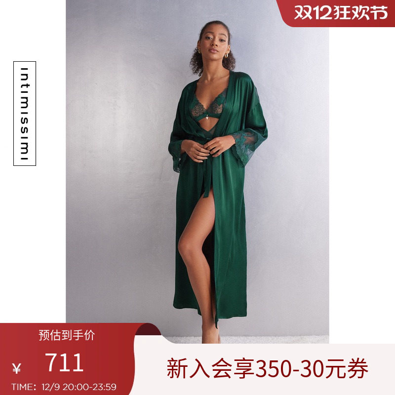 INTIMISSIMI 여성의 세련되고 편안한 긴팔 드레싱 가운 홈 드레싱 가운 PVD2514