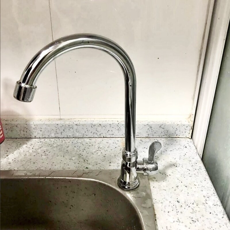 水龙头水槽304不锈钢可旋转水嘴万向单冷厨房洗碗池高弯洗衣柜
