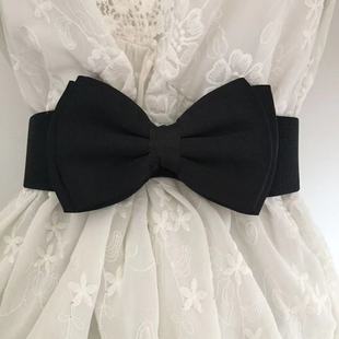 新款百搭连衣裙大蝴蝶结 束腰女士腰带松紧宽腰封女皮带