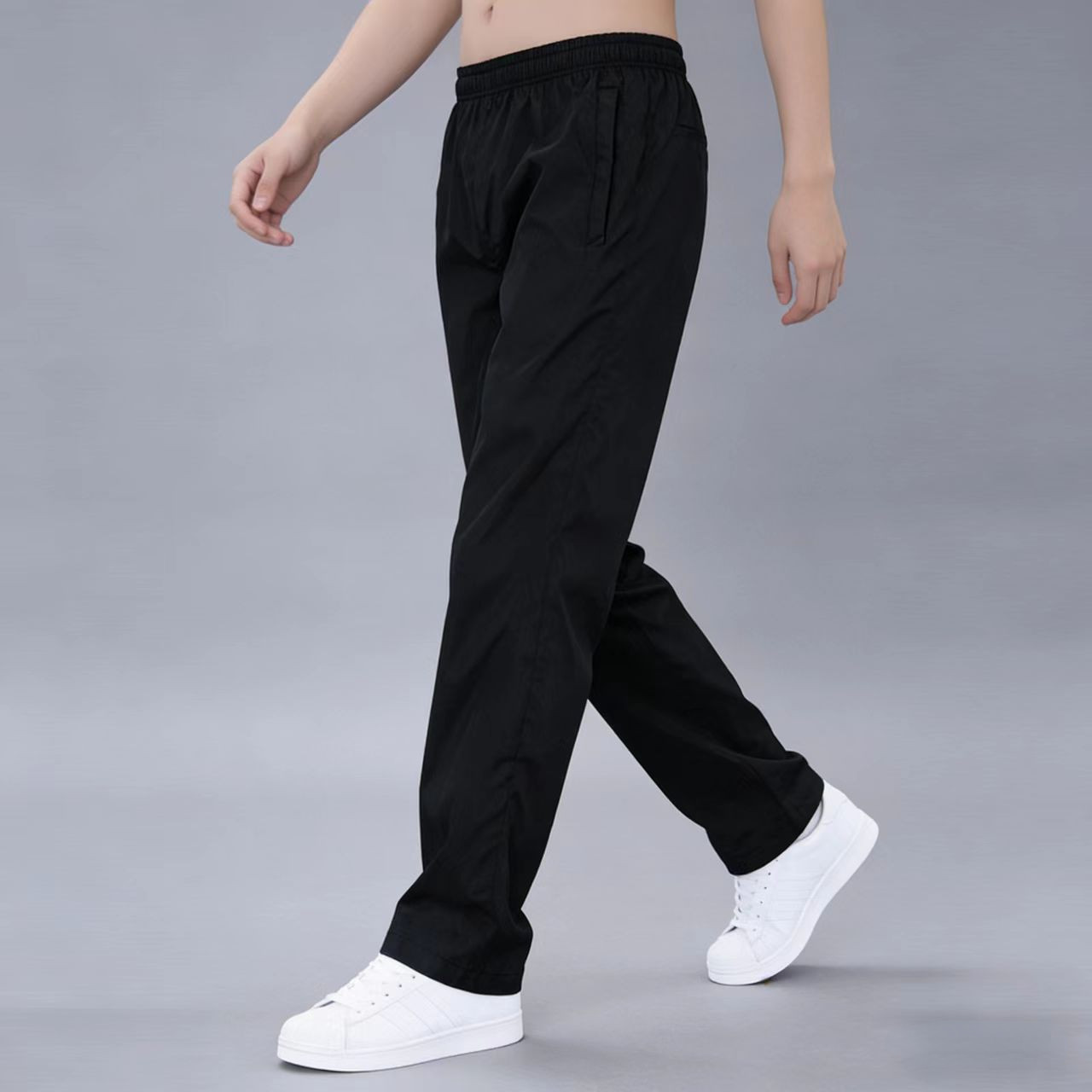  夏季薄款速干运动裤男士宽松直筒弹力休闲裤百搭透气工作长裤子