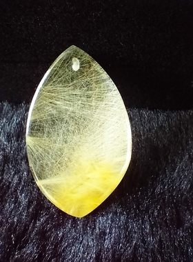 金发晶吊坠男女无事牌 天然发晶钛晶吊牌挂件水滴平安牌项链全净