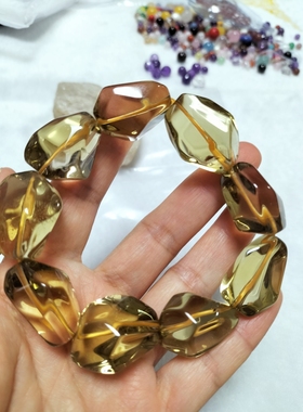 「储藏黄金」戒面级天然巴西黄水晶手链 黄晶手串 男女款财富宝石