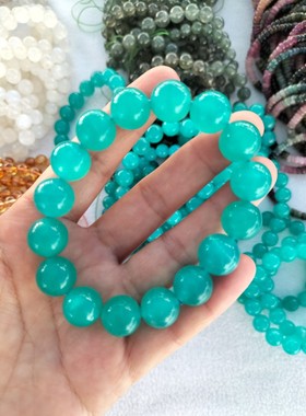 纯天然莫桑比克天河石手链亚马逊石绿色男女款水晶单圈手串