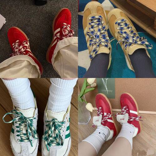 复古百搭潮流扁平彩色运动鞋带绳