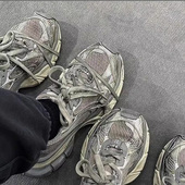 绳鞋 吻婷人鞋 白色鞋 3XL做旧脏脏鞋 头宽扁3xl绑带 带适用巴黎老爹鞋