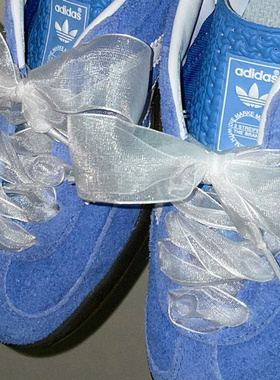 T头鞋闪亮鞋带白色蕾丝diy装饰芭蕾风gazelle质感丝绸带雪纺鞋绳