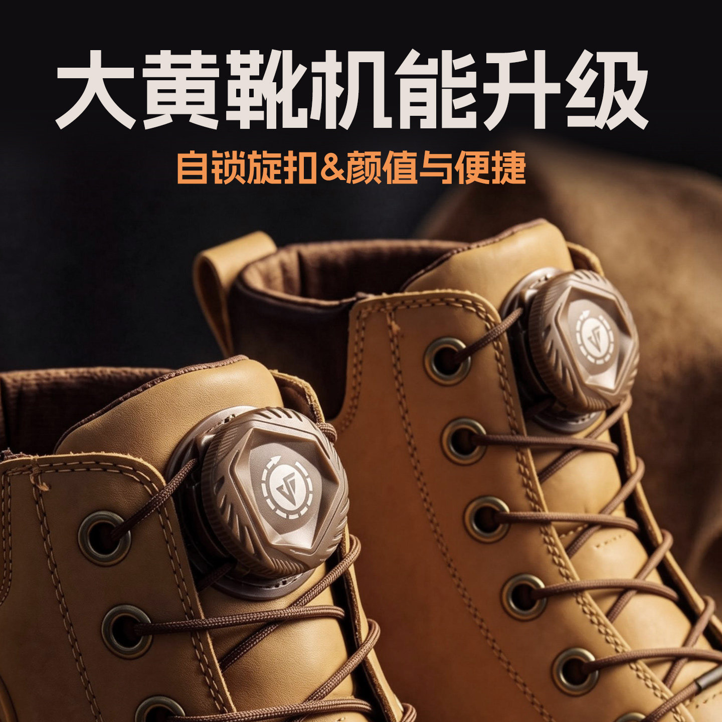 马丁靴旋转纽扣鞋带免系神器工装鞋专用懒人免绑户外鞋带旋钮卡扣