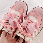 带配饰珍珠蝴蝶结鞋 扣samba板鞋 装 德训鞋 饰挂件芭蕾风粉蓝色女款