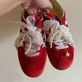 吻婷人鞋 饰品 花diy蕾丝装 带适用阿迪samba德训鞋 珍珠配饰扣结婚鞋