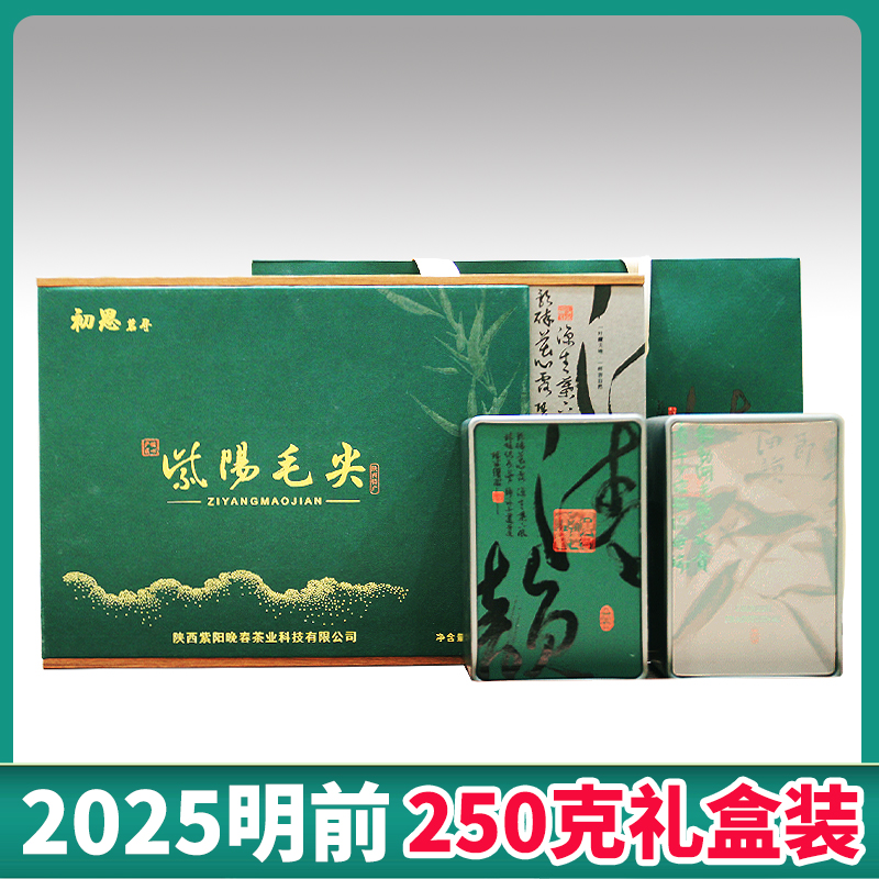 紫阳茶礼盒装2025新茶紫阳毛尖翠峰陕青陕西安康紫阳富硒产区250g