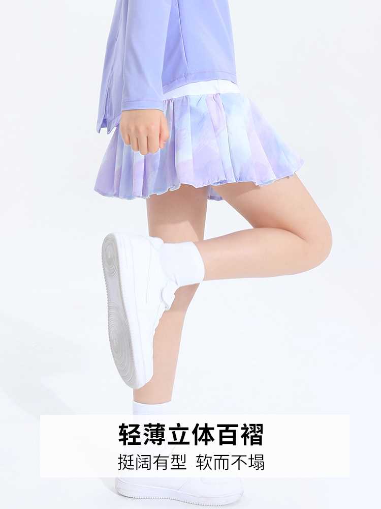 女童网球裙2022年夏薄款新款训练服女宝宝百褶裙运动裙裤儿童短裙