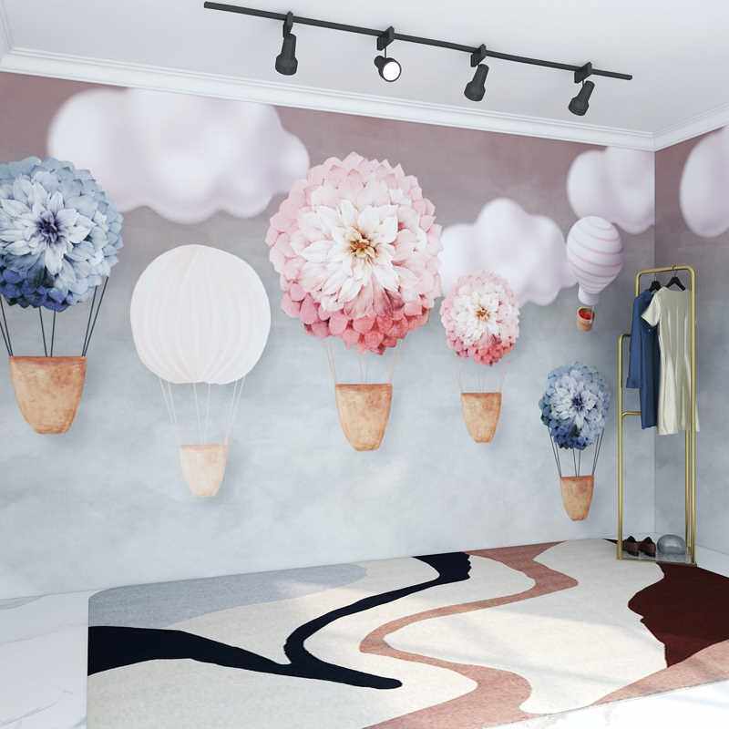 3d儿童房墙纸ins网红直播壁纸风客厅电视背景墙壁画卧室壁布墙布