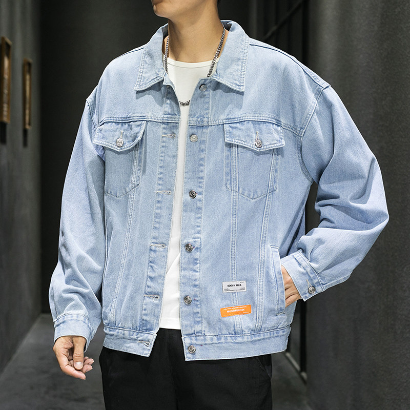 20春季M-5XL男式夹克日系宽松胖子大码牛仔外套青年潮J103#,男装夹克,星座905