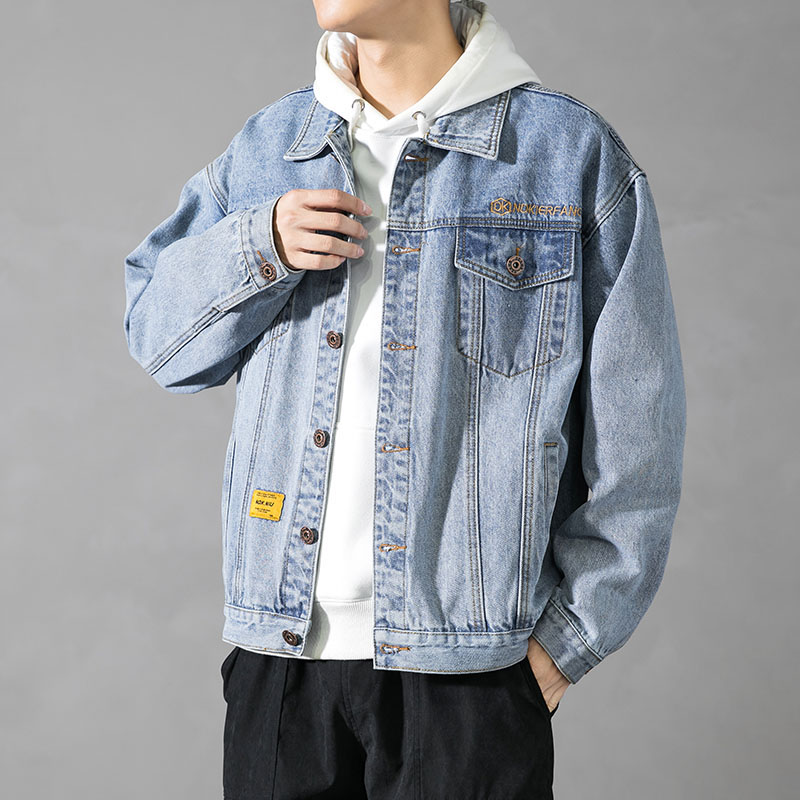 20秋季M-5XL男式夹克日系宽松胖子大码牛仔外套青年潮J102#,男装夹克,星座905