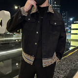 秋季潮高街痞帅休闲牛仔外套夹克XZ905-JK130#P80-控98，男装工装外套，星座905