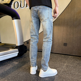 潮牌弹力休闲修身牛仔裤夏季痞帅九分小脚裤XZ905-N219#P60-控88，男装牛仔裤，星座905