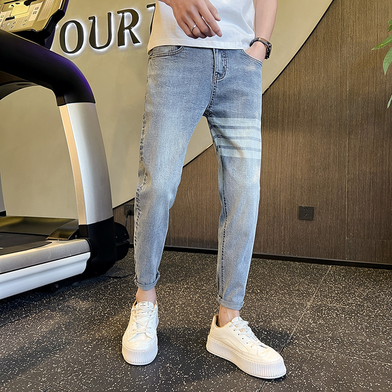 潮牌弹力休闲修身牛仔裤夏季痞帅九分小脚裤XZ905-N213#P60-控88,男装牛仔裤,星座905