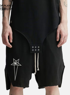 Rick Owens x Champion联名 Beveled Pods 五角星不对称吊裆短裤
