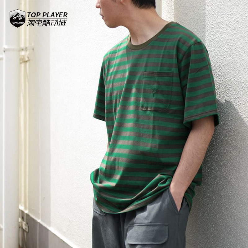 SOUTH2 WEST8 S/S Round Pocket男女新款条纹撞色运动休闲短袖T恤