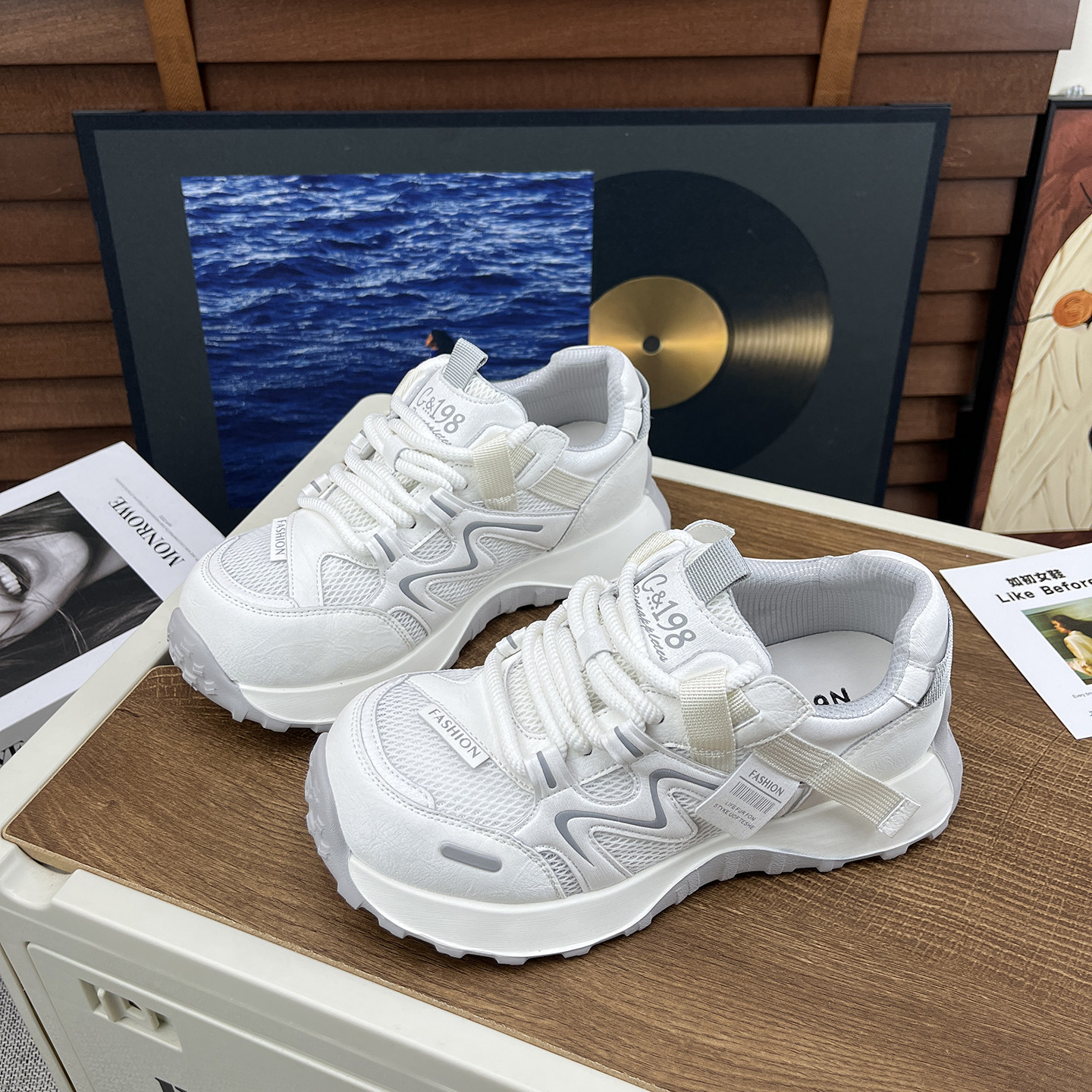 真皮厚底网面老爹鞋女2026春夏新款轻便百搭不累脚显瘦休闲运动鞋