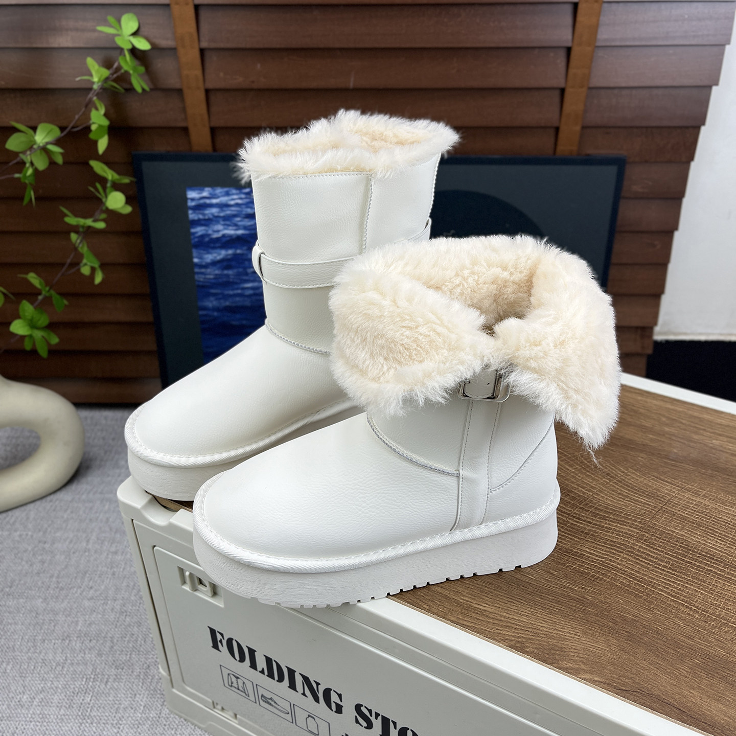 真皮羊毛加绒皮毛一体雪地靴女厚底百搭皮带扣复古防水保暖棉靴女,女鞋,时尚雪地靴,淘宝优惠券,粉丝福利购,淘宝优惠卷