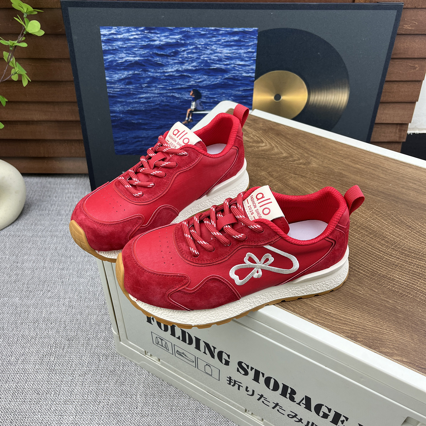 真皮厚底复古红色阿甘鞋女2026春季新款软底系带百搭休闲运动鞋女,女鞋,时尚休闲鞋,淘宝优惠券,粉丝福利购,淘宝优惠卷