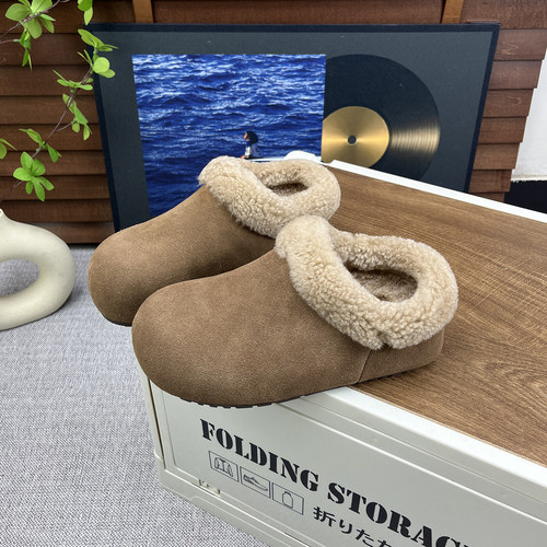 冬季羊毛加绒加厚半拖勃肯鞋女