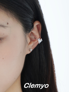 渴了没有 原创设计彩钻爱心可爱百搭可叠戴无耳洞耳骨夹女耳饰