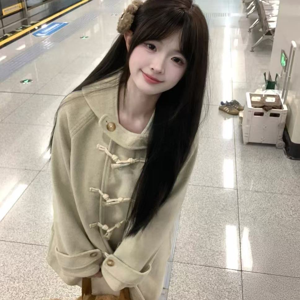 冬季JK学院风连帽加厚羊绒大衣