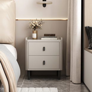 轻奢岩板床头柜实木意式极简迷你窄边柜储物柜小户型卧室收纳40cm