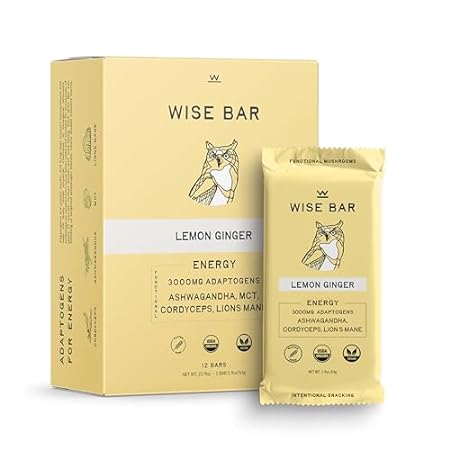 Wise Bar Adaptogen Mushroom Nutrition Bars | Lemon Ginger