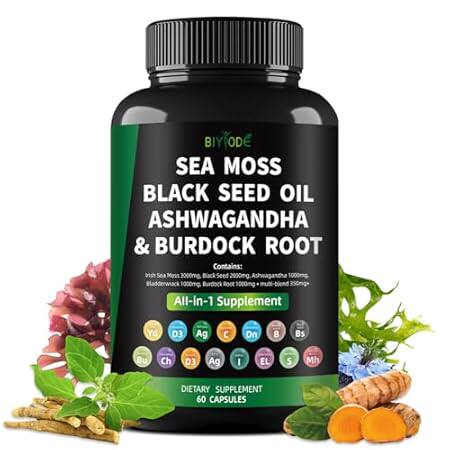 sea moss capsules,irish sea moss 3000mg, black seed 2000m