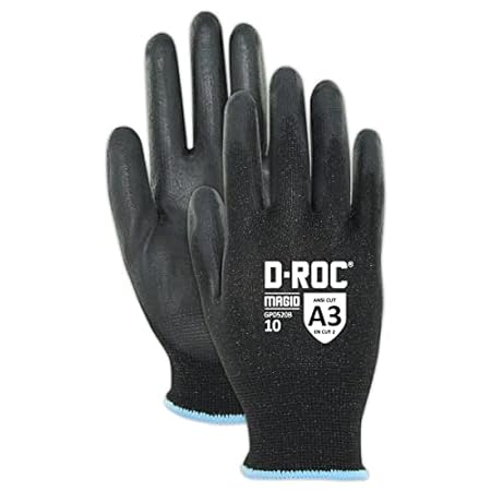 MAGID Dry Grip Level A3 Cut Resistant Work Gloves， 12 PR，