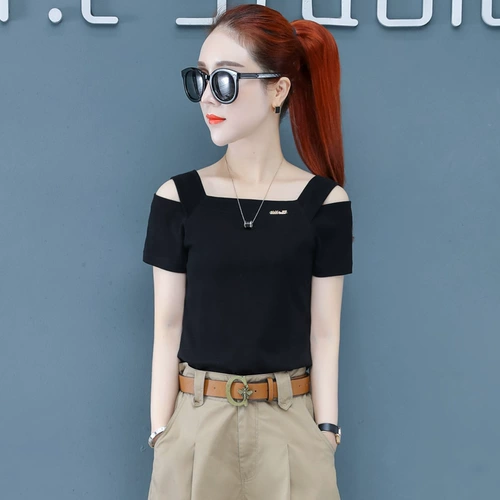 Футболка, летние эластичные шорты, в стиле Шанель, короткий рукав, с рукавом