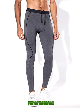 爱跑精选男秋冬加绒户外运动徒步跑步健身后基础款后腰包紧身长裤