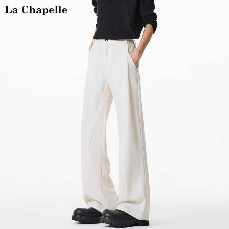 拉夏贝尔老钱风褶皱直筒休闲西裤男士春季新款潮牌青少年阔腿长裤,男装,休闲裤,淘宝优惠券,粉丝福利购,淘宝优惠卷