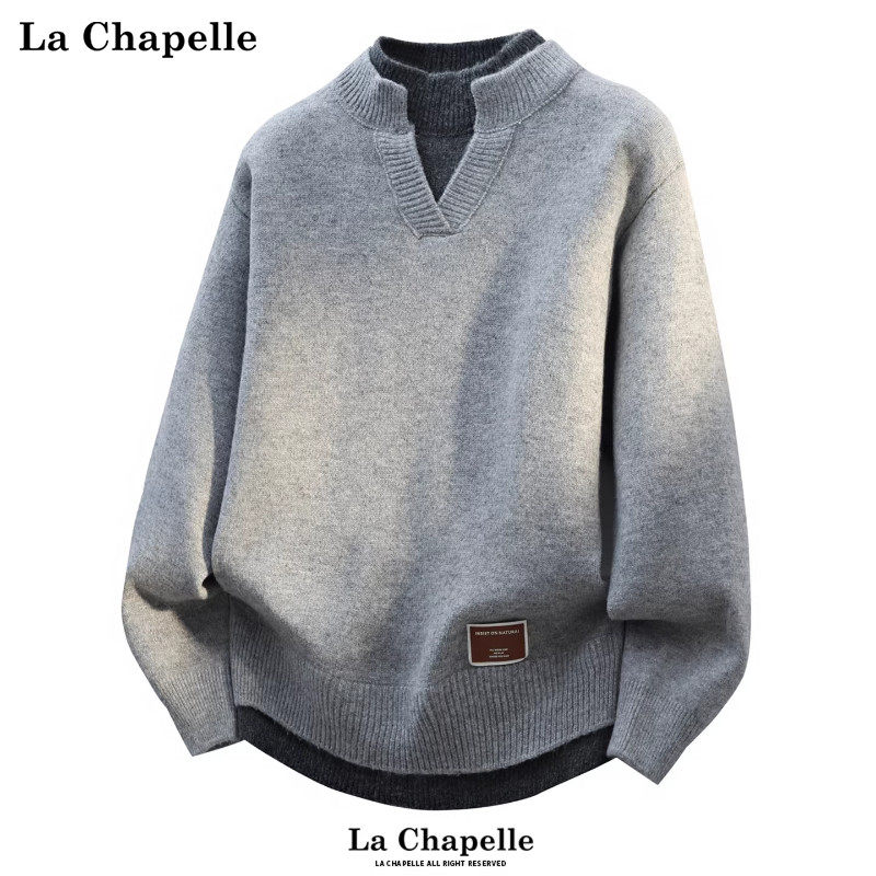 拉夏贝尔高级感假两件毛衣冬季男士拼接撞色针织衫宽松设计感保暖,男装,针织衫/毛衣,淘宝优惠券,粉丝福利购,淘宝优惠卷