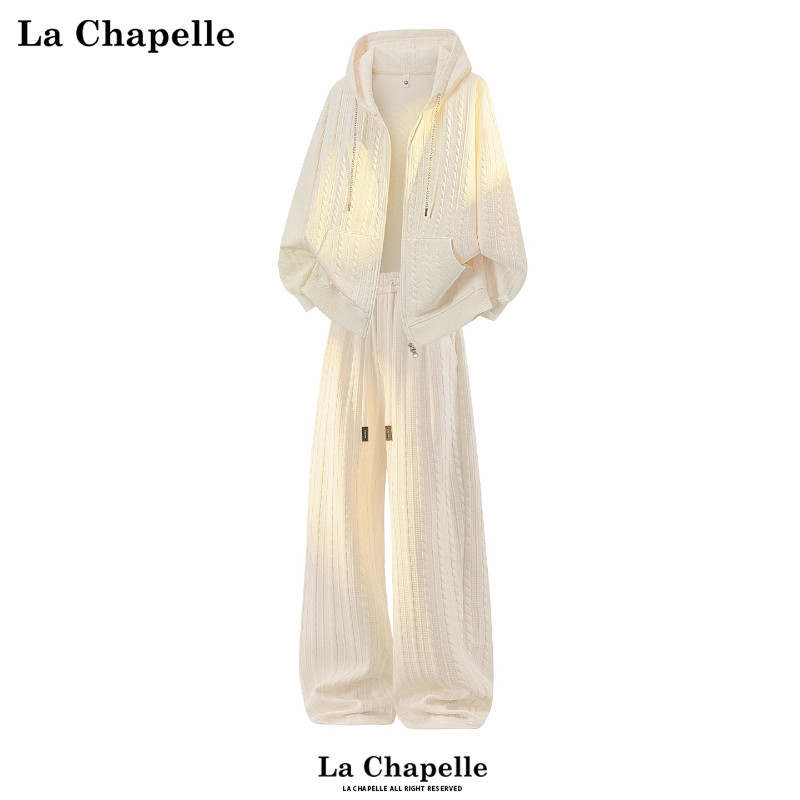 拉夏贝尔休闲运动套装男士秋季新款肌理感潮流帅气宽松一整套搭配