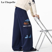 直筒长裤 拉夏贝尔美式 男女秋冬季 新款 潮牌趣味腊肠狗口袋工装 卫裤