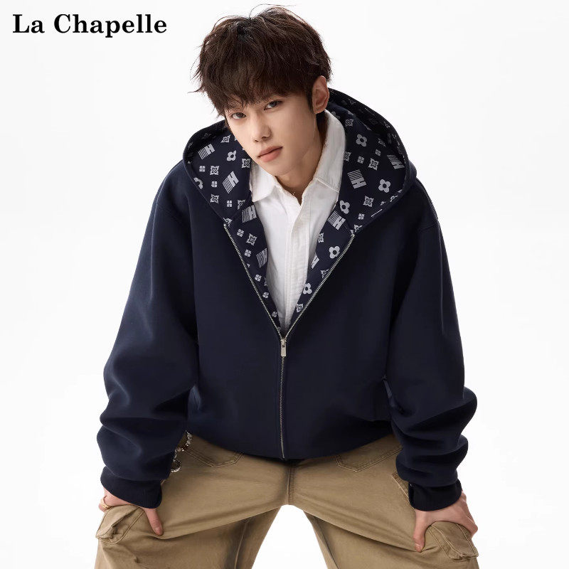 拉夏贝尔美式印花拼接连帽卫衣开衫春季男士休闲帽衫百搭情侣外套,男装,卫衣,淘宝优惠券,粉丝福利购,淘宝优惠卷