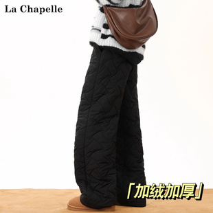 滑雪加厚宽松休闲裤 新款 男女冬季 拉夏贝尔葫芦纹加棉保暖直筒棉裤