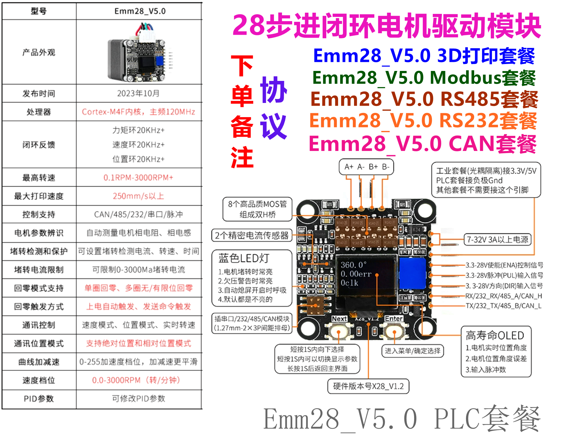 步进电机驱动控制板串口通信RS485232PLCCNADMX打印金属动态演示 电子元器件市场 步进电机 原图主图