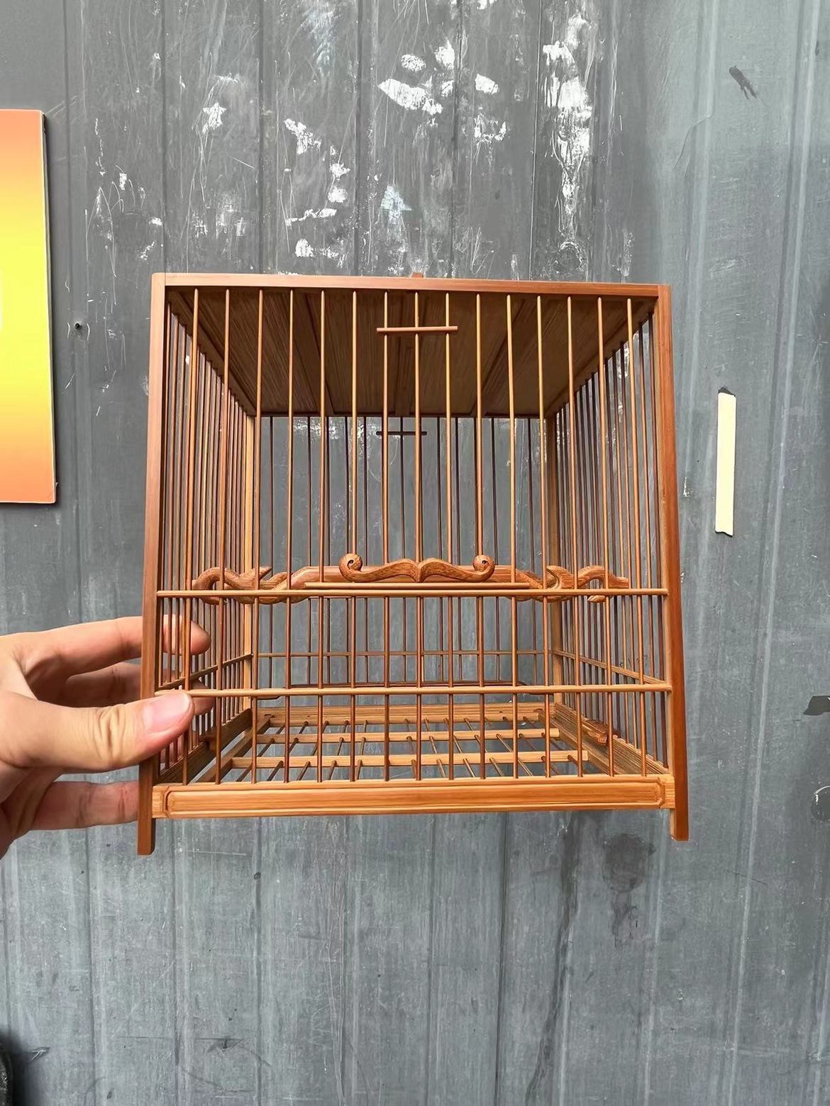 绣眼笼何昌文款榫头笼 老竹大镶顶老竹笼 尺寸20乘20