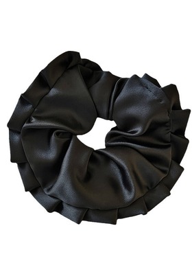 高级感紫色缎面褶皱大肠发圈女韩系低马尾头花气质超大号头绳发绳