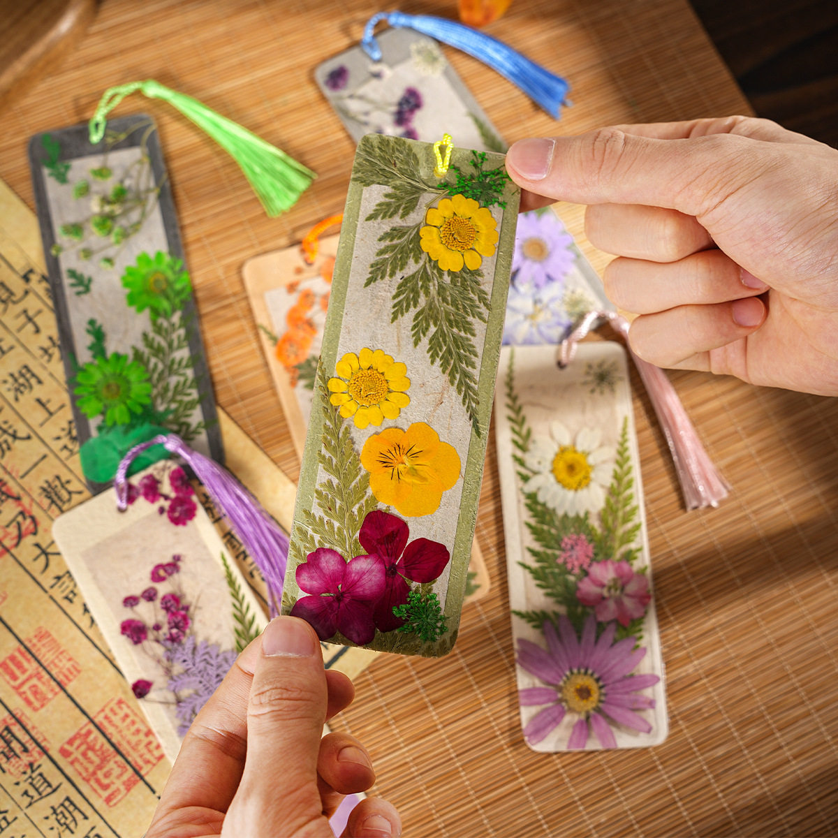 永生压花书签diy材料自制花草标本书签古风景区文创学生阅读礼品